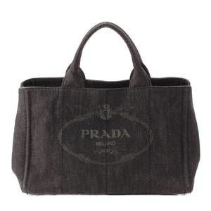 Prada Canapa Cotton Denim Tote Handbag Black